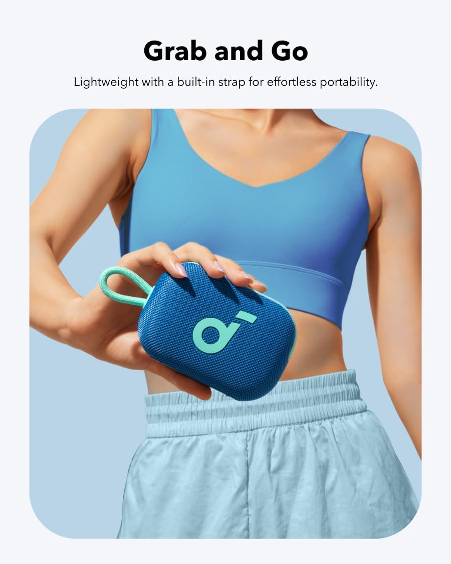 Select 4 Go Bluetooth Shower Speaker by Anker, IP67 Waterproof/Dustproof, Ultra-Portable Bluetooth Speaker, 20H Playtime, Floatable, Powerful Sound, Electronics for Outdoors/Home/Travel
