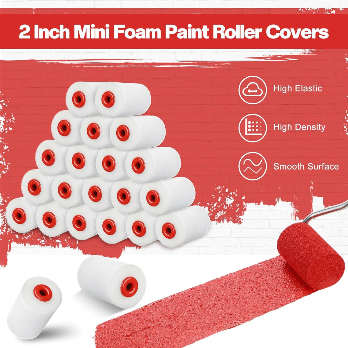 120 Pcs 4 Inch Foam Paint Roller Mini High Density Foam Roller Refills Paint Edger Tool for Walls Brings Smooth Finishes Flat Surfaces (White)