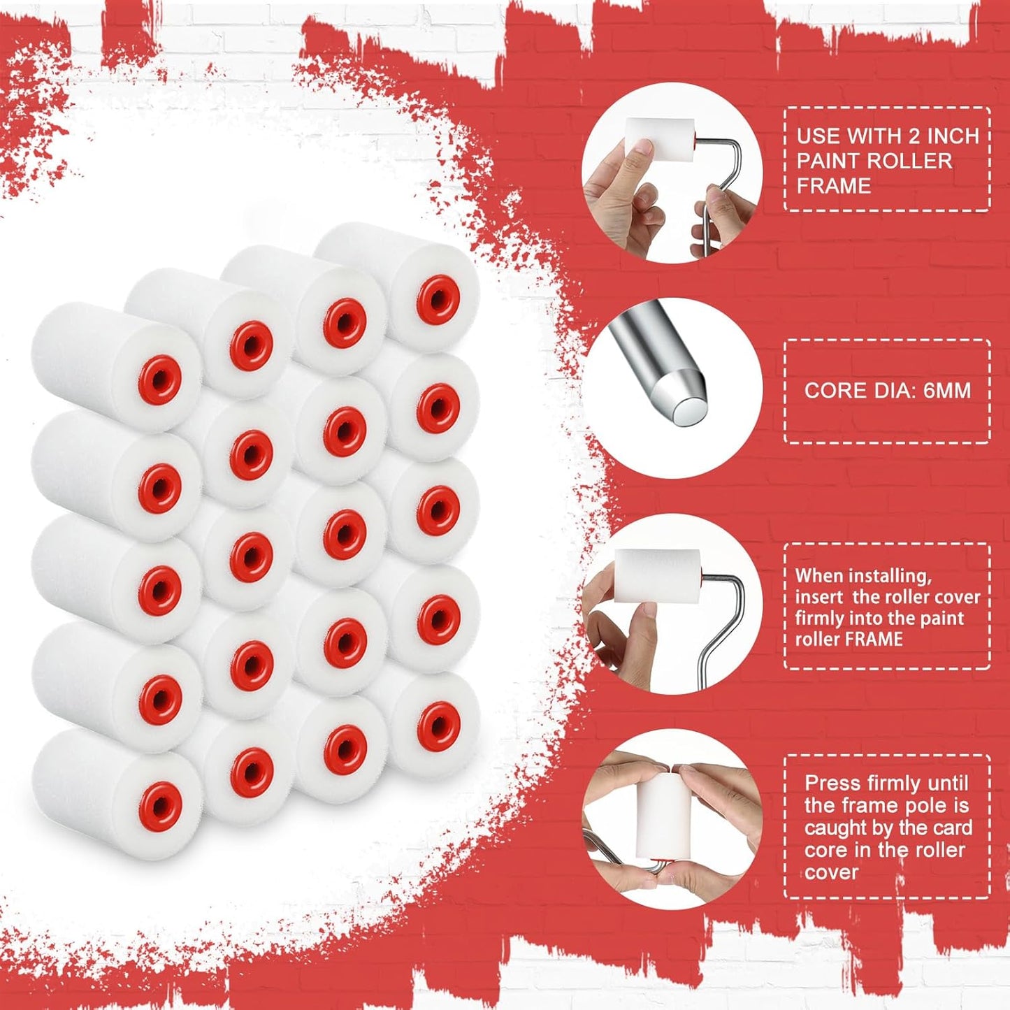 120 Pcs 4 Inch Foam Paint Roller Mini High Density Foam Roller Refills Paint Edger Tool for Walls Brings Smooth Finishes Flat Surfaces (White)