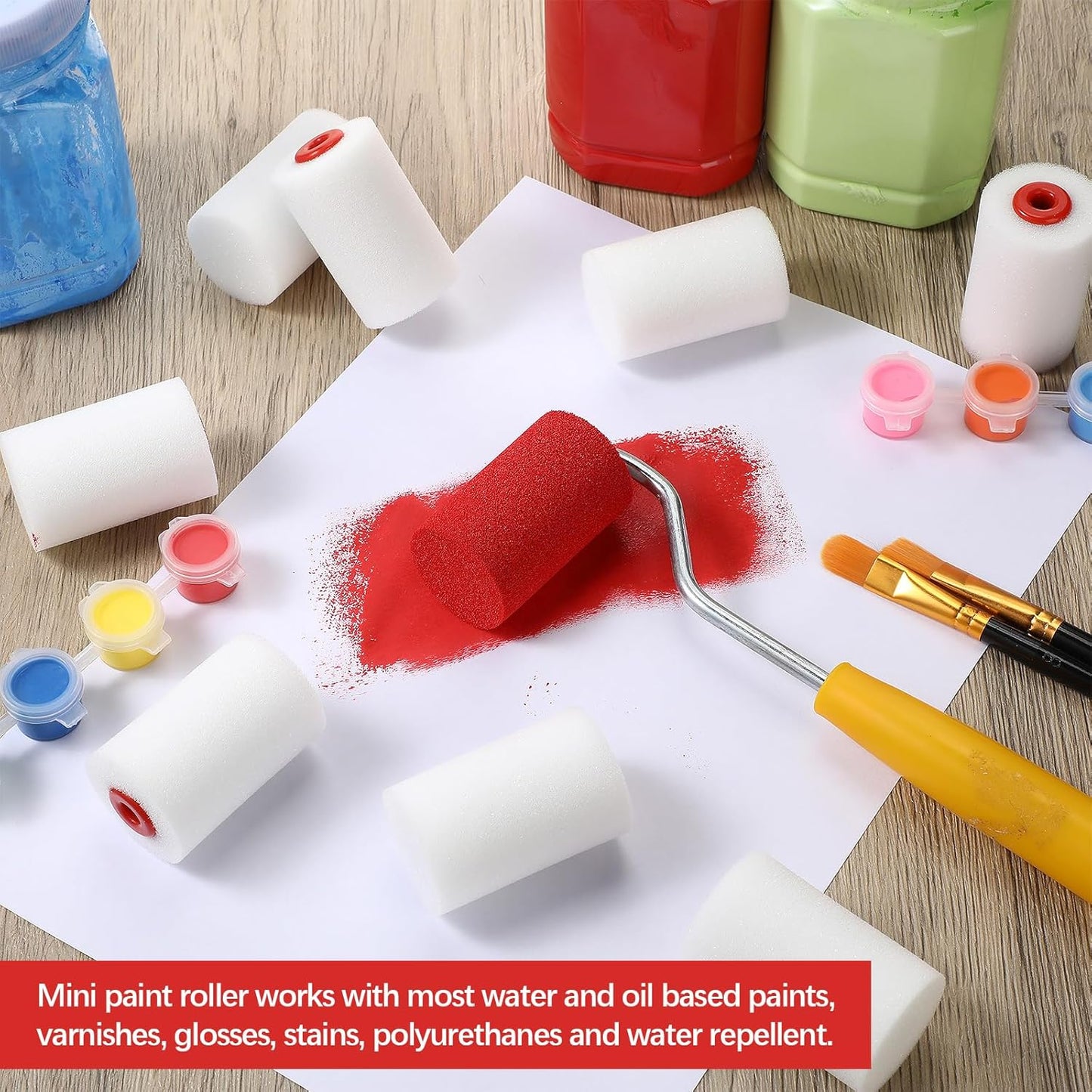 120 Pcs 4 Inch Foam Paint Roller Mini High Density Foam Roller Refills Paint Edger Tool for Walls Brings Smooth Finishes Flat Surfaces (White)