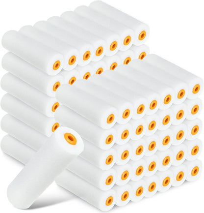 120 Pcs 4 Inch Foam Paint Roller Mini High Density Foam Roller Refills Paint Edger Tool for Walls Brings Smooth Finishes Flat Surfaces (White)