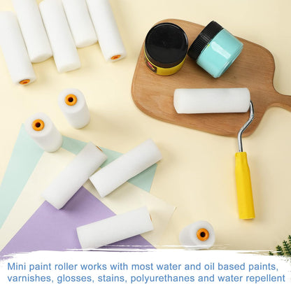 120 Pcs 4 Inch Foam Paint Roller Mini High Density Foam Roller Refills Paint Edger Tool for Walls Brings Smooth Finishes Flat Surfaces (White)