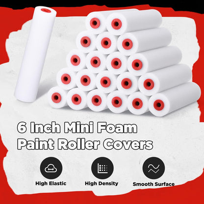 120 Pcs 4 Inch Foam Paint Roller Mini High Density Foam Roller Refills Paint Edger Tool for Walls Brings Smooth Finishes Flat Surfaces (White)