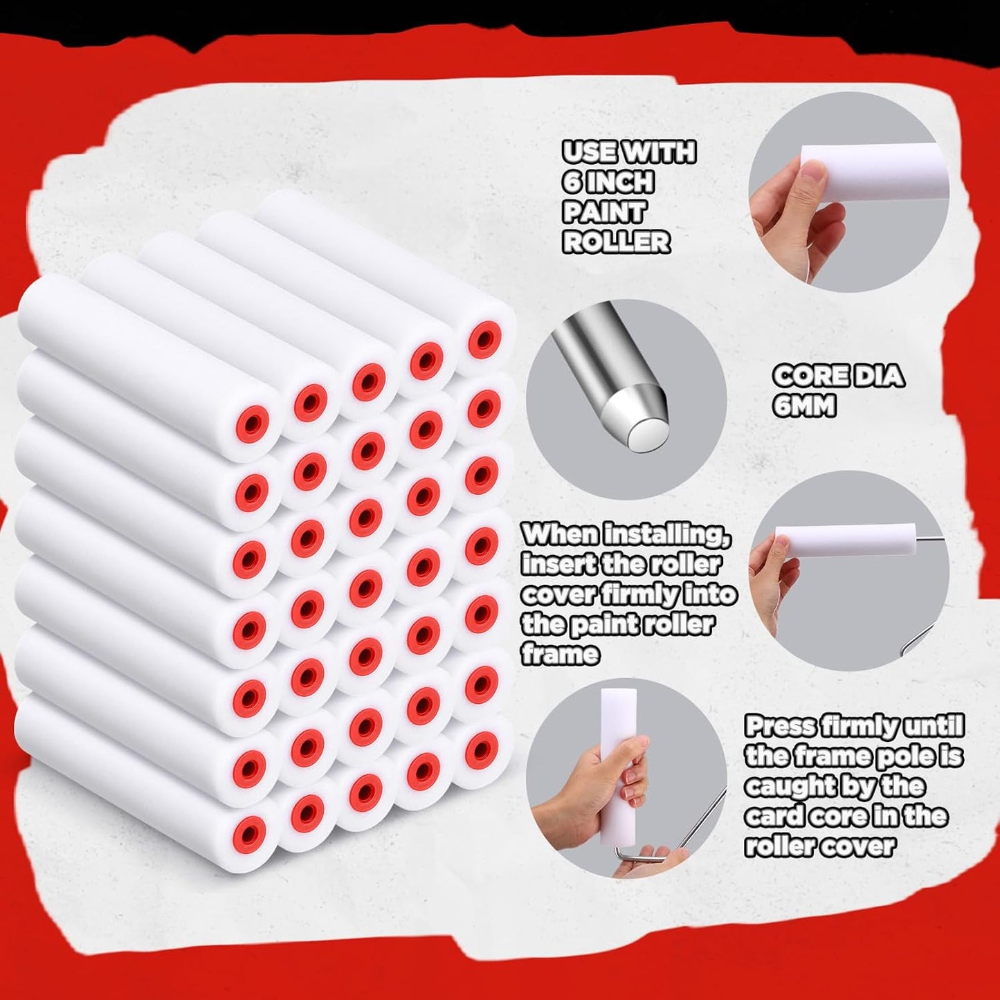 120 Pcs 4 Inch Foam Paint Roller Mini High Density Foam Roller Refills Paint Edger Tool for Walls Brings Smooth Finishes Flat Surfaces (White)