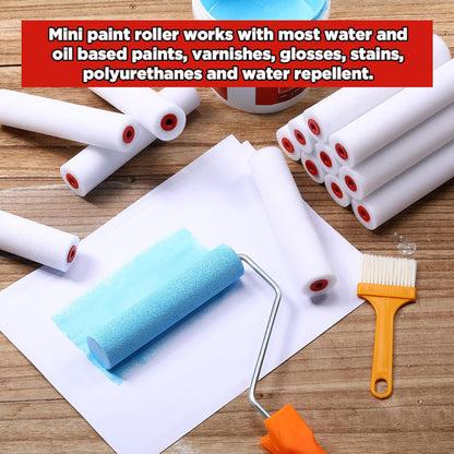 120 Pcs 4 Inch Foam Paint Roller Mini High Density Foam Roller Refills Paint Edger Tool for Walls Brings Smooth Finishes Flat Surfaces (White)