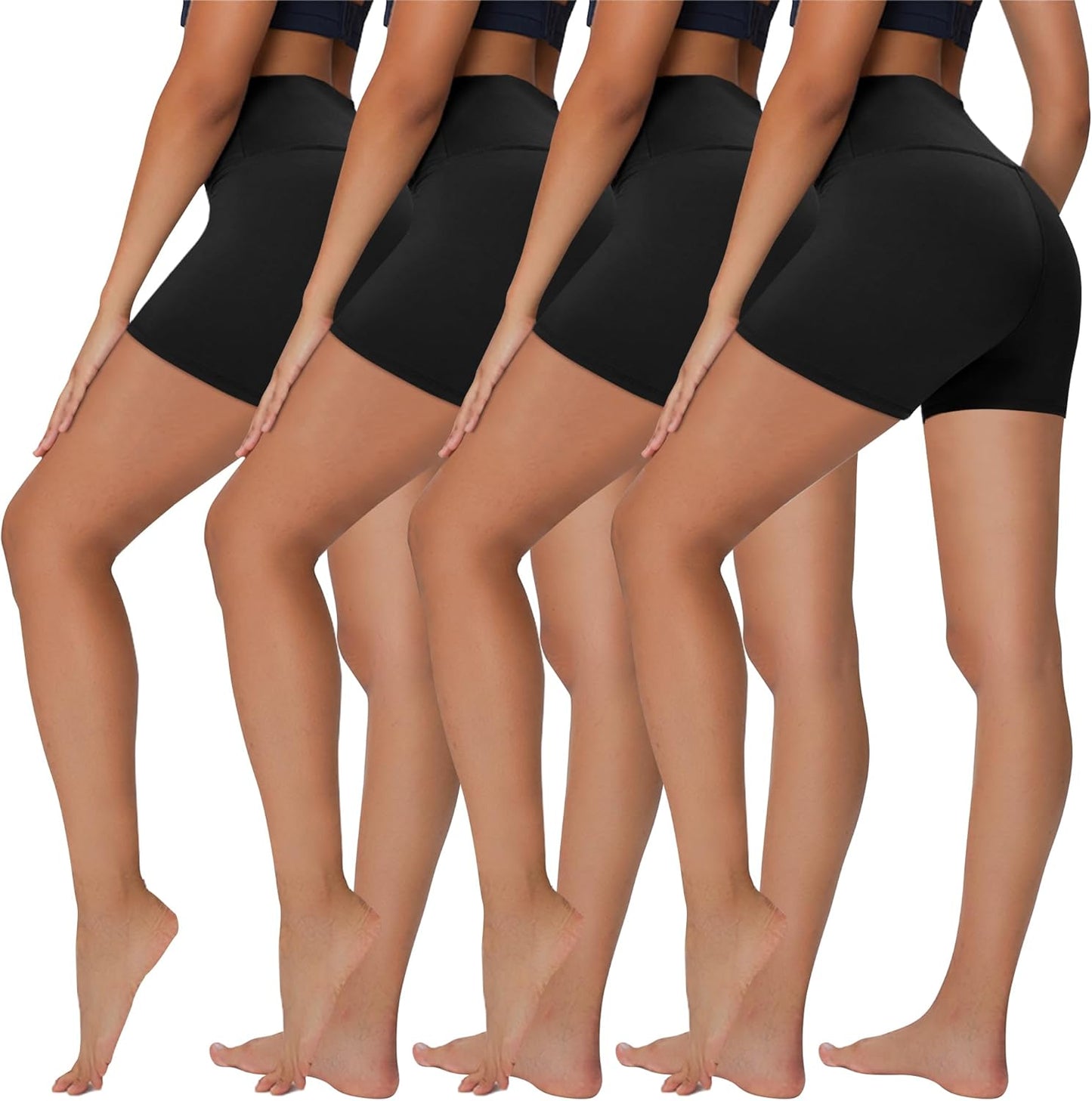 4 Pack Biker Shorts for Women - 8”/3”/5” High Waist Tummy Control Summer Workout Shorts for Running Yoga Athletic