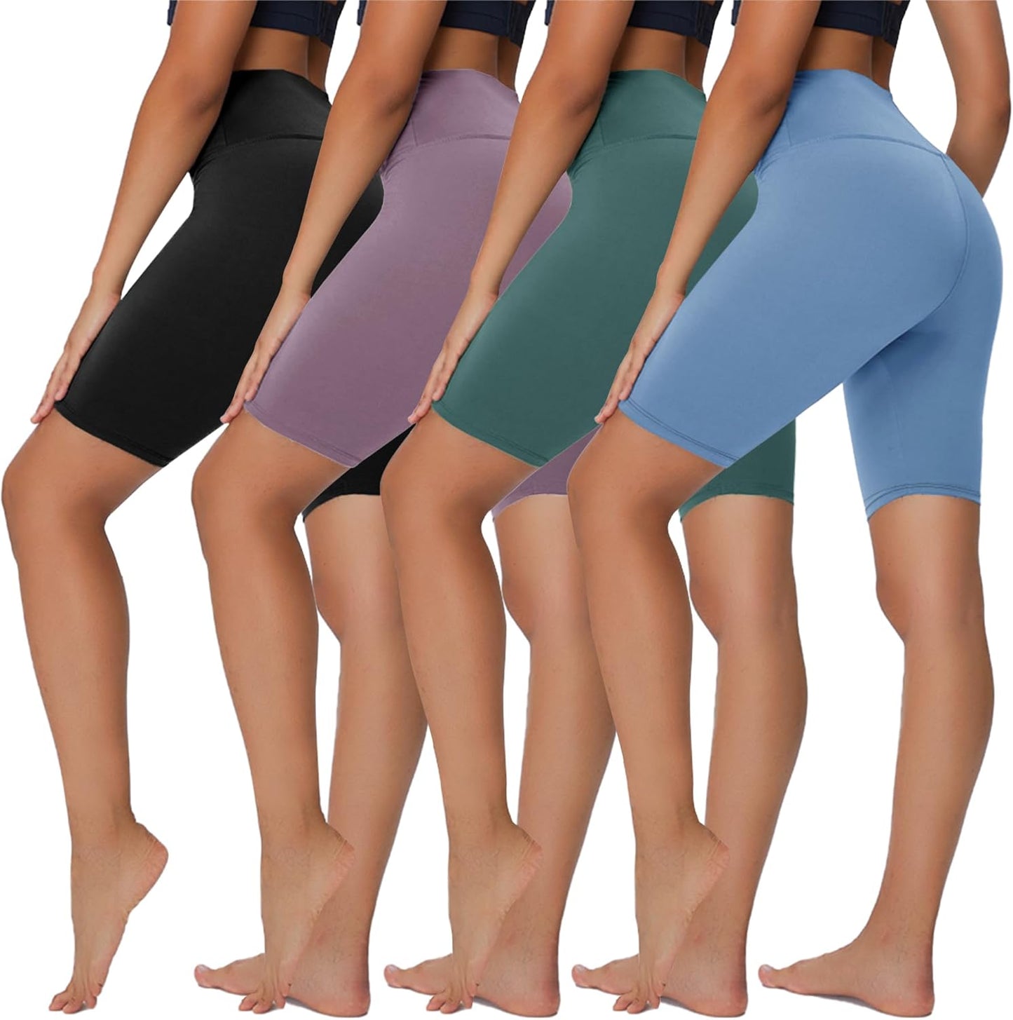 4 Pack Biker Shorts for Women - 8”/3”/5” High Waist Tummy Control Summer Workout Shorts for Running Yoga Athletic