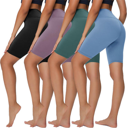 4 Pack Biker Shorts for Women - 8”/3”/5” High Waist Tummy Control Summer Workout Shorts for Running Yoga Athletic