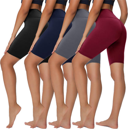 4 Pack Biker Shorts for Women - 8”/3”/5” High Waist Tummy Control Summer Workout Shorts for Running Yoga Athletic
