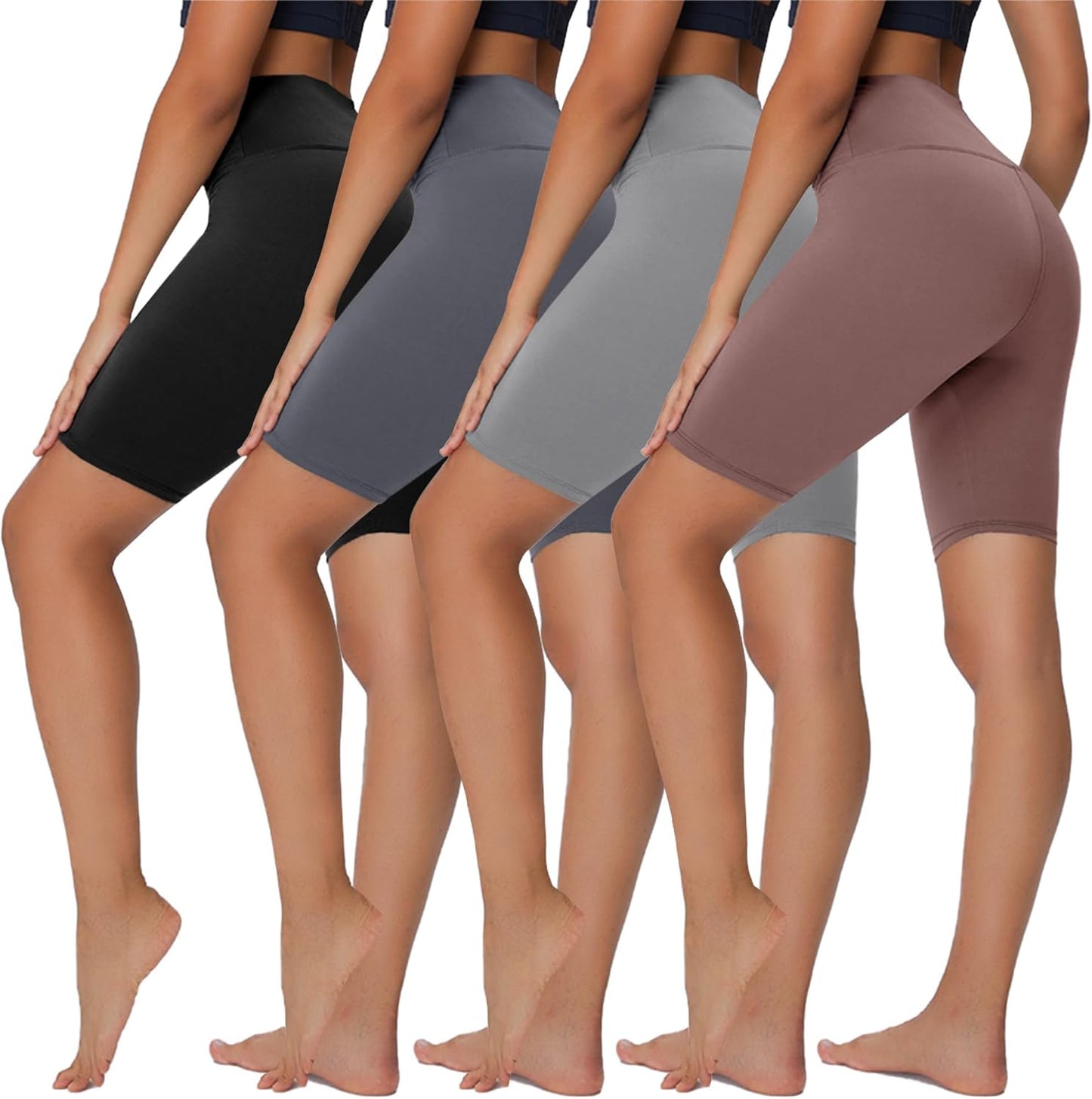 4 Pack Biker Shorts for Women - 8”/3”/5” High Waist Tummy Control Summer Workout Shorts for Running Yoga Athletic