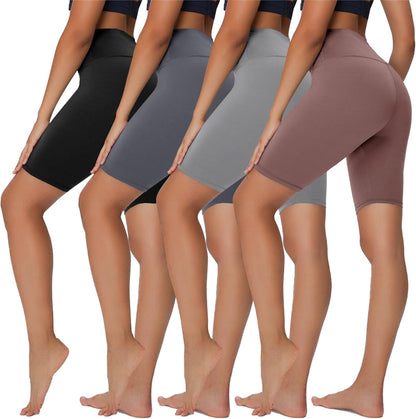 4 Pack Biker Shorts for Women - 8”/3”/5” High Waist Tummy Control Summer Workout Shorts for Running Yoga Athletic