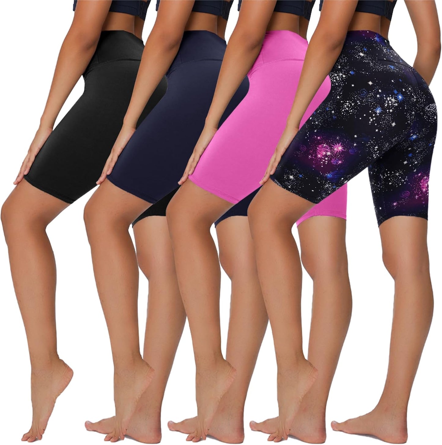 4 Pack Biker Shorts for Women - 8”/3”/5” High Waist Tummy Control Summer Workout Shorts for Running Yoga Athletic