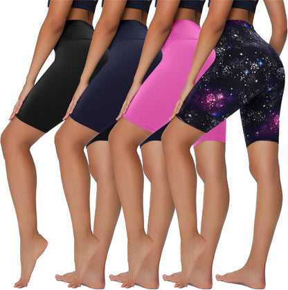 4 Pack Biker Shorts for Women - 8”/3”/5” High Waist Tummy Control Summer Workout Shorts for Running Yoga Athletic
