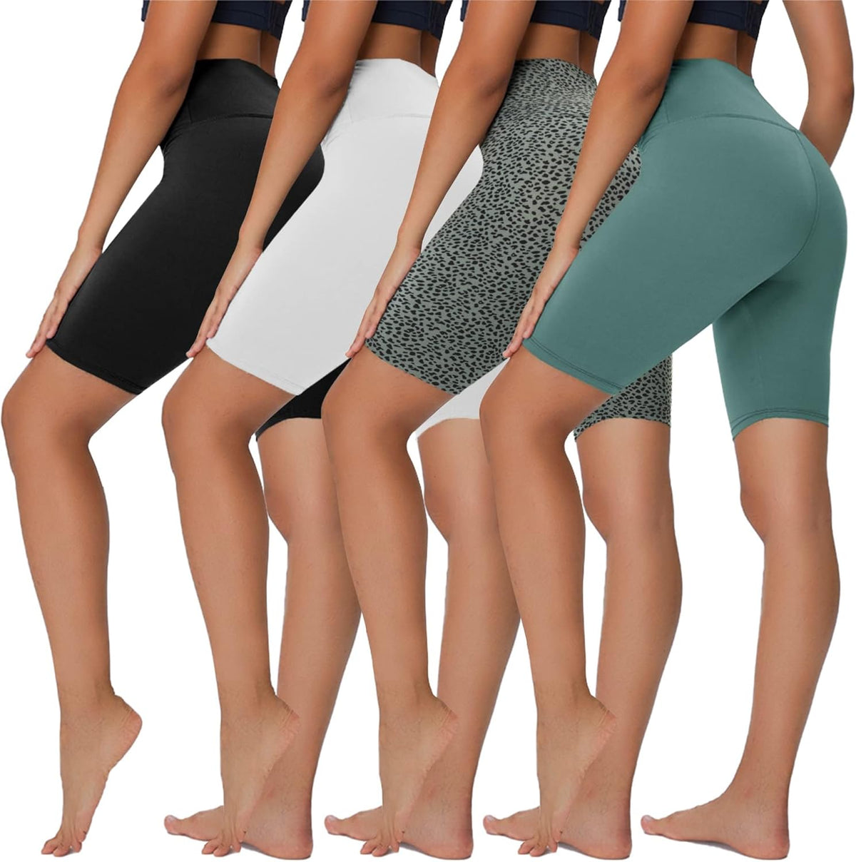 4 Pack Biker Shorts for Women - 8”/3”/5” High Waist Tummy Control Summer Workout Shorts for Running Yoga Athletic
