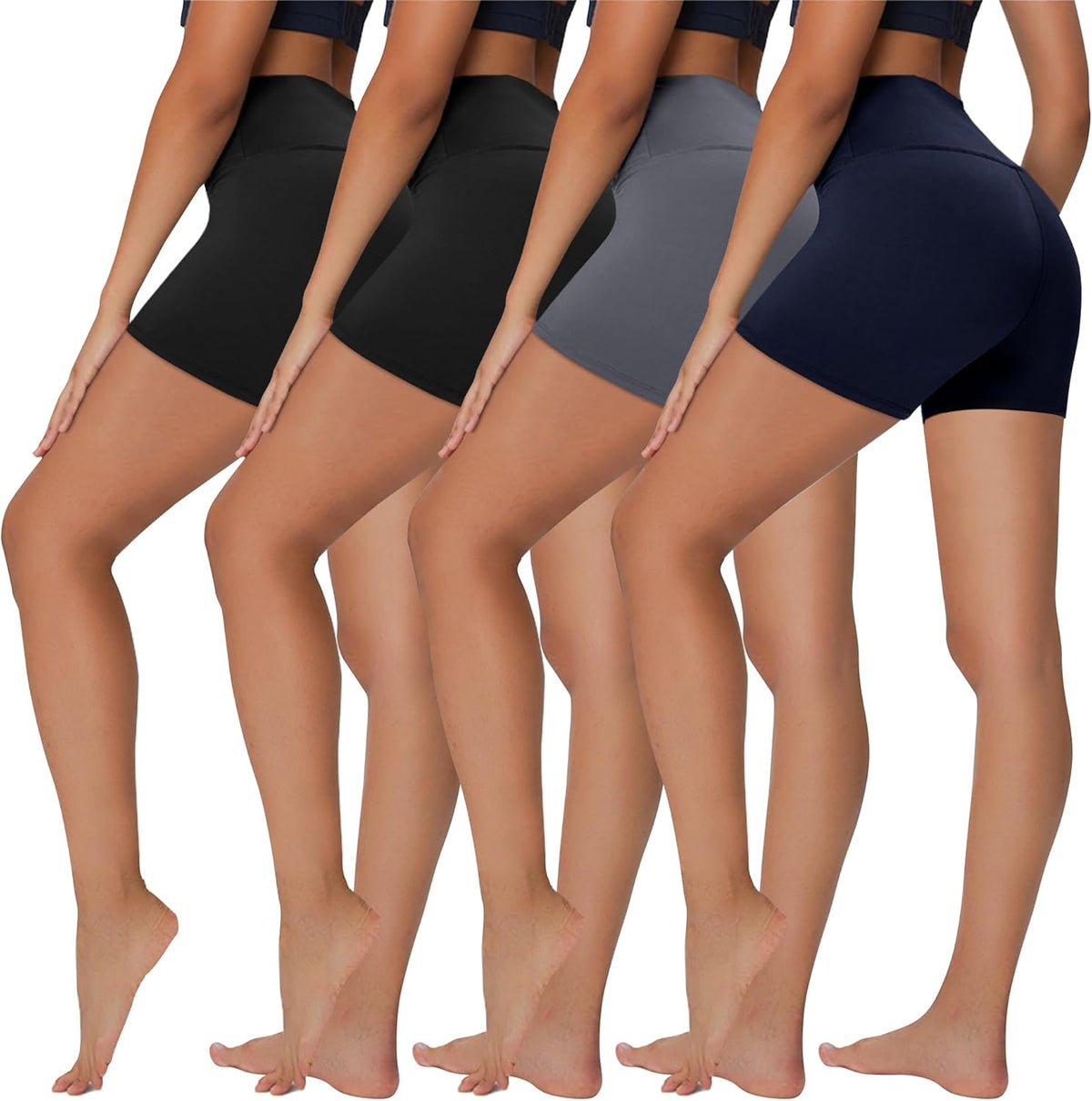 4 Pack Biker Shorts for Women - 8”/3”/5” High Waist Tummy Control Summer Workout Shorts for Running Yoga Athletic