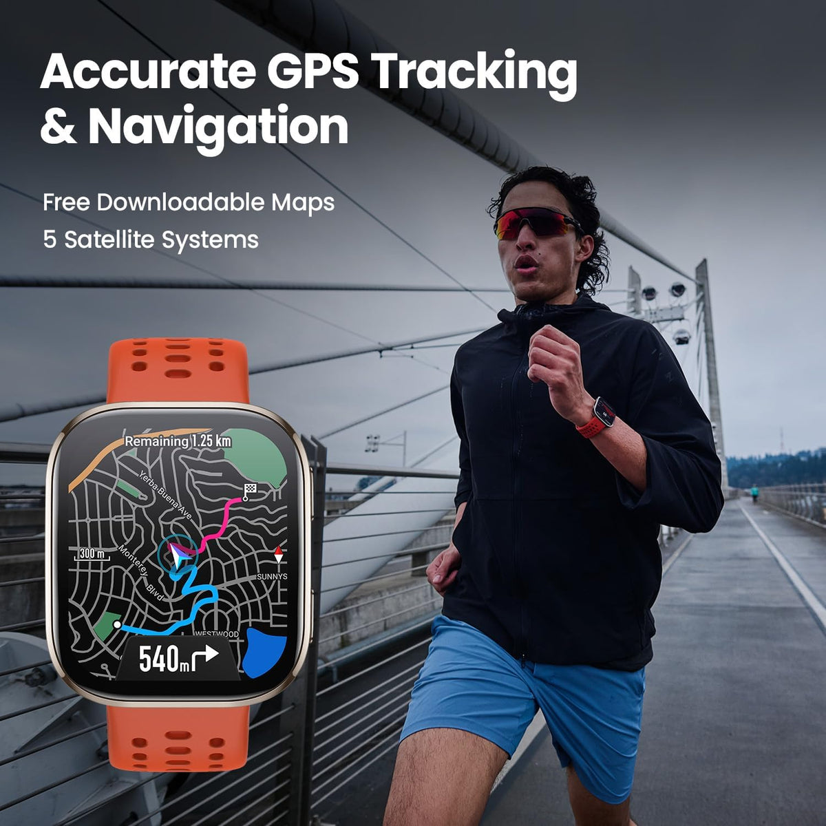 Bip 6 Smart Watch 46mm, 14 Day Battery, 1.97" AMOLED Display, GPS & Free Maps, AI, Bluetooth Call & Text, Health, Fitness & Sleep Tracker, 140+ Workout Modes, 5 ATM Water-Resistance, Black