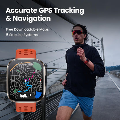 Bip 6 Smart Watch 46mm, 14 Day Battery, 1.97" AMOLED Display, GPS & Free Maps, AI, Bluetooth Call & Text, Health, Fitness & Sleep Tracker, 140+ Workout Modes, 5 ATM Water-Resistance, Black