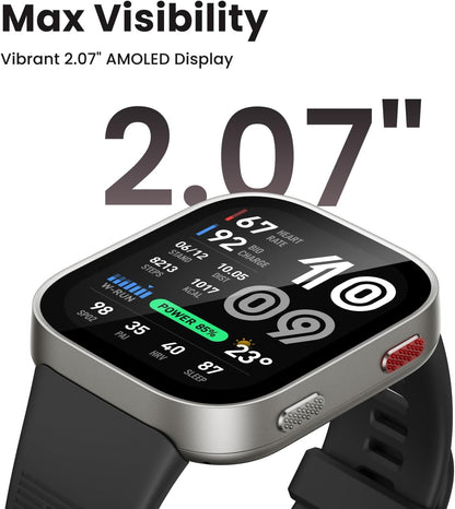 Bip 6 Smart Watch 46mm, 14 Day Battery, 1.97" AMOLED Display, GPS & Free Maps, AI, Bluetooth Call & Text, Health, Fitness & Sleep Tracker, 140+ Workout Modes, 5 ATM Water-Resistance, Black
