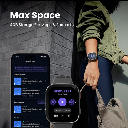 Bip 6 Smart Watch 46mm, 14 Day Battery, 1.97" AMOLED Display, GPS & Free Maps, AI, Bluetooth Call & Text, Health, Fitness & Sleep Tracker, 140+ Workout Modes, 5 ATM Water-Resistance, Black