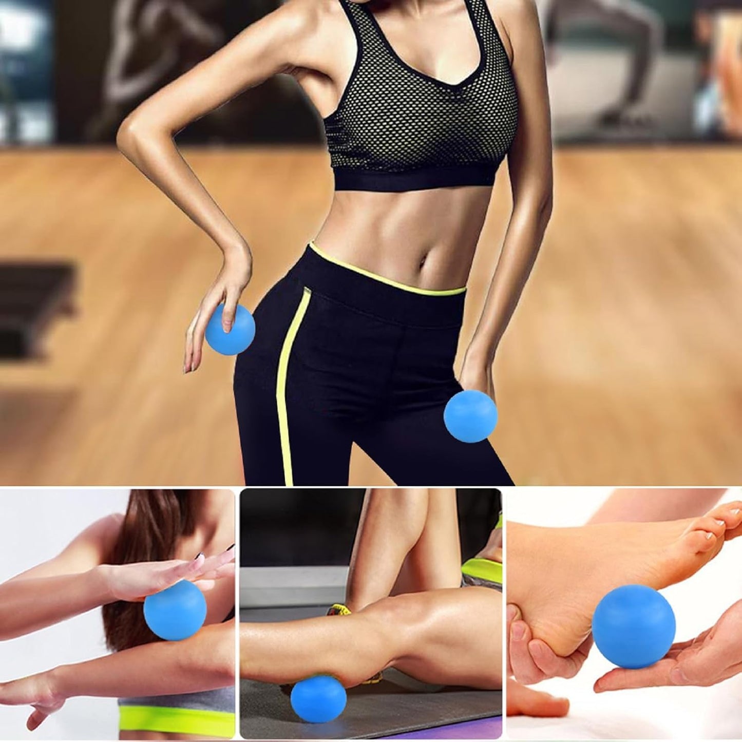 Massage Lacrosse Ball for Sore Muscles, Shoulders, Neck, Back, Foot, Body, Deep Tissue, Trigger Point, Muscle Knots, Yoga and Myofascial Release (Blue)