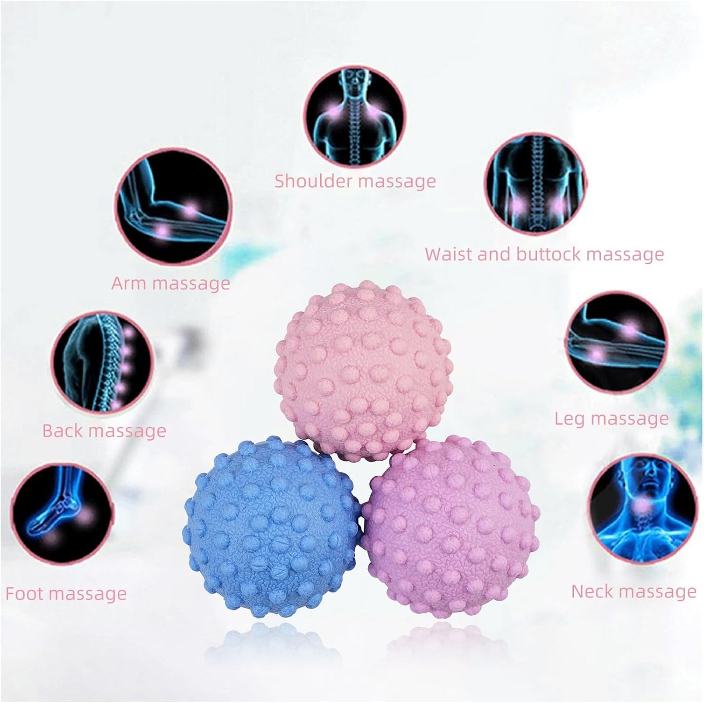 Massage Lacrosse Ball for Sore Muscles, Shoulders, Neck, Back, Foot, Body, Deep Tissue, Trigger Point, Muscle Knots, Yoga and Myofascial Release (Blue)