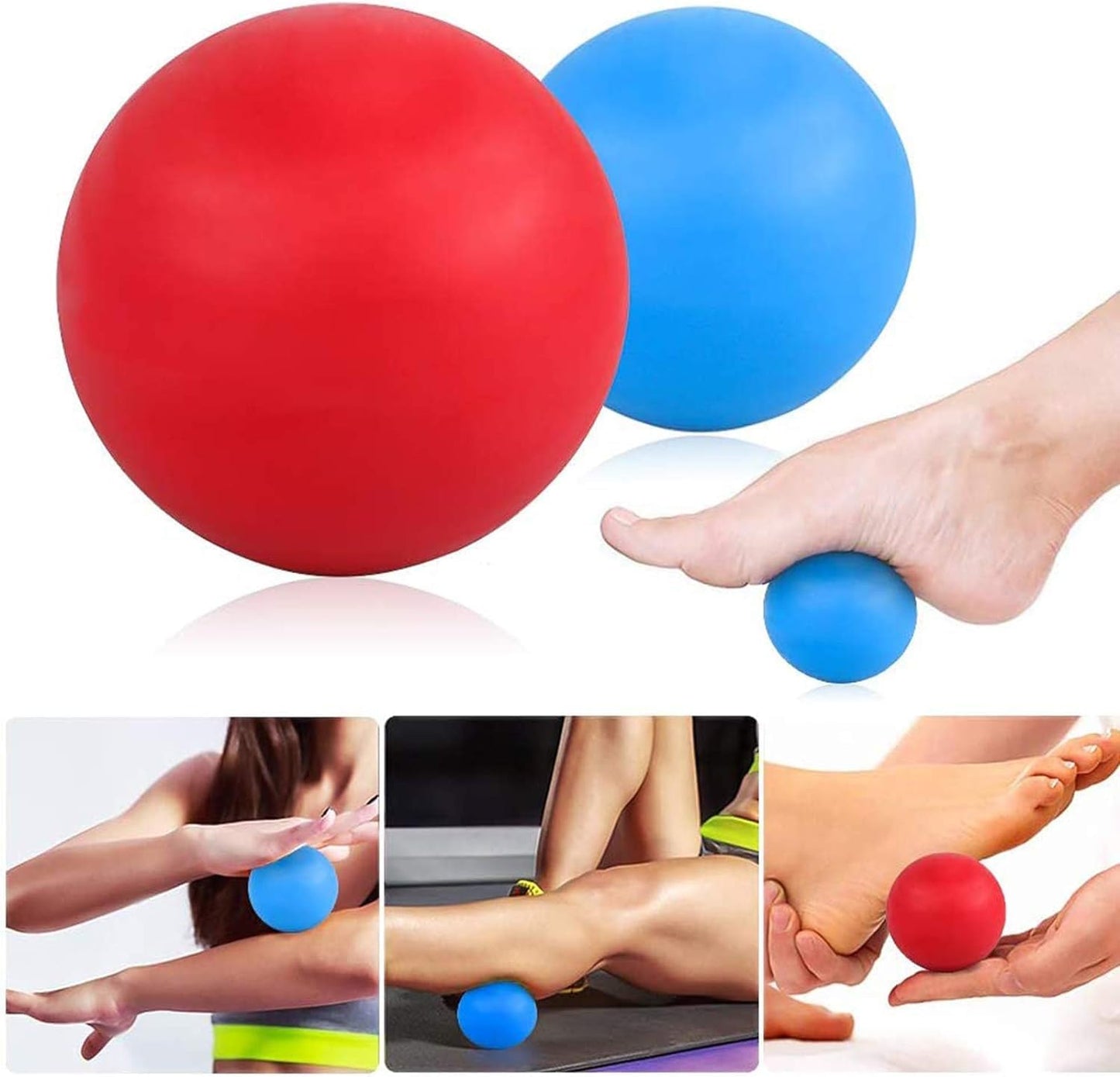 Massage Lacrosse Ball for Sore Muscles, Shoulders, Neck, Back, Foot, Body, Deep Tissue, Trigger Point, Muscle Knots, Yoga and Myofascial Release (Blue)