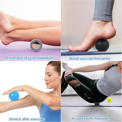 Massage Lacrosse Ball for Sore Muscles, Shoulders, Neck, Back, Foot, Body, Deep Tissue, Trigger Point, Muscle Knots, Yoga and Myofascial Release (Blue)
