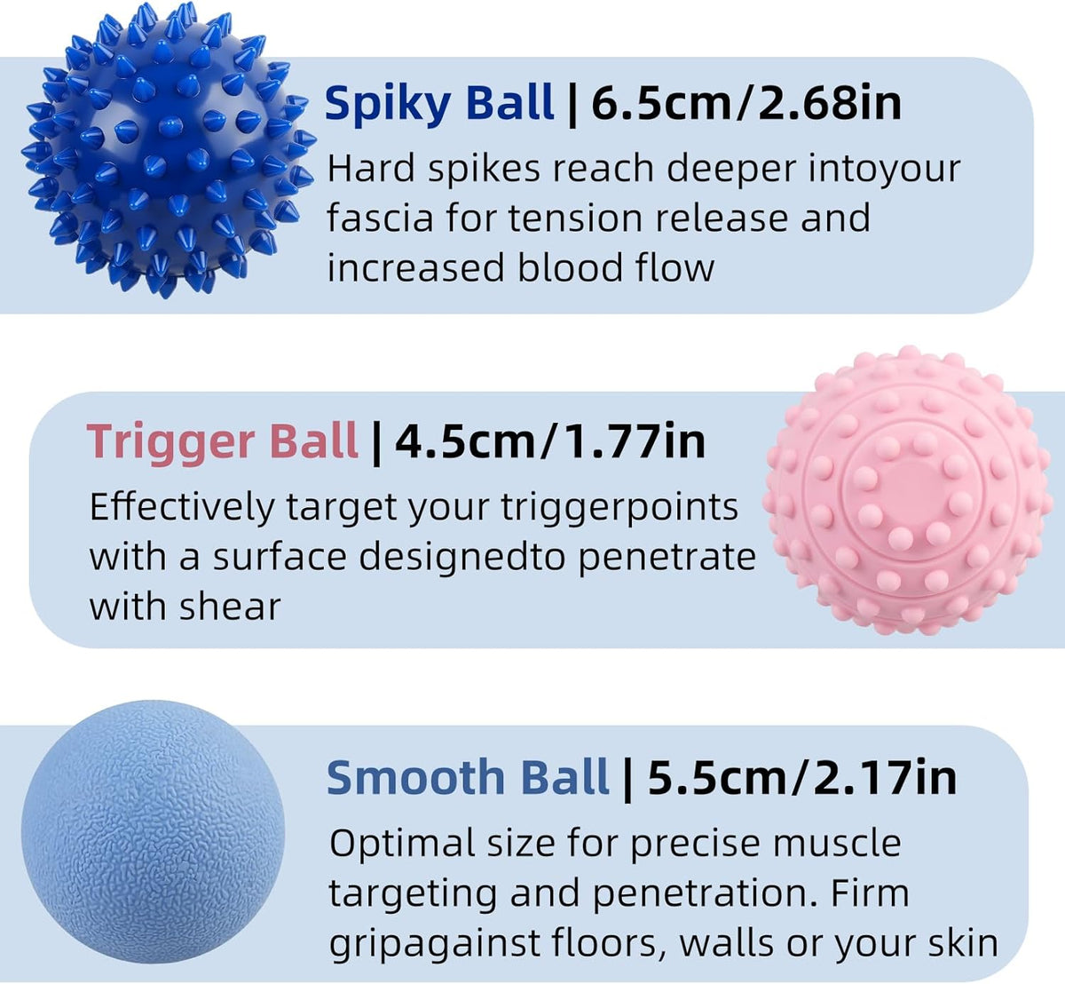 Massage Lacrosse Ball for Sore Muscles, Shoulders, Neck, Back, Foot, Body, Deep Tissue, Trigger Point, Muscle Knots, Yoga and Myofascial Release (Blue)