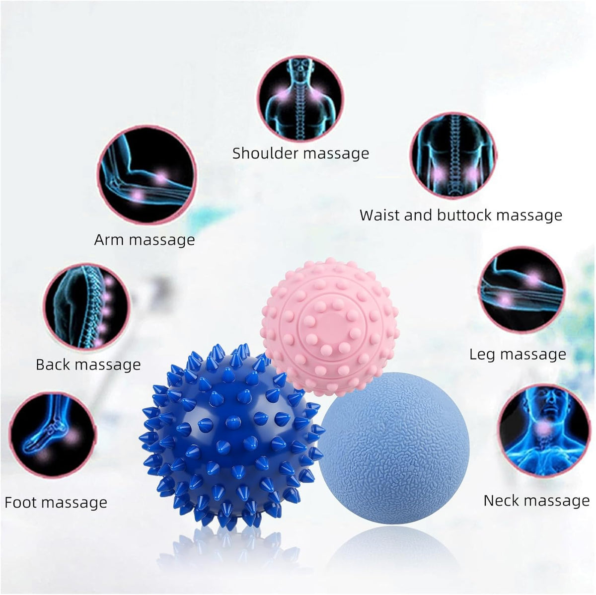 Massage Lacrosse Ball for Sore Muscles, Shoulders, Neck, Back, Foot, Body, Deep Tissue, Trigger Point, Muscle Knots, Yoga and Myofascial Release (Blue)