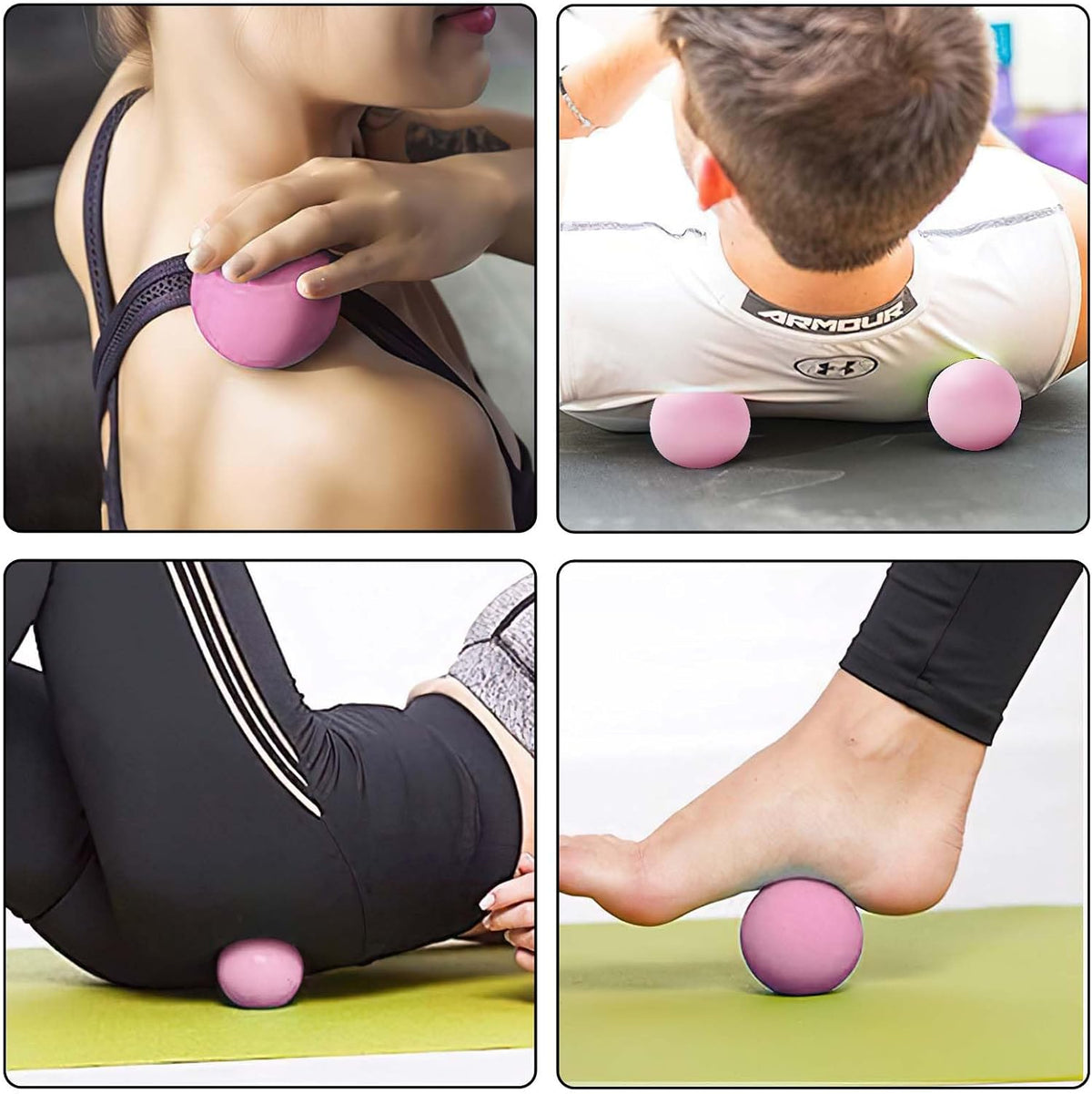 Massage Lacrosse Ball for Sore Muscles, Shoulders, Neck, Back, Foot, Body, Deep Tissue, Trigger Point, Muscle Knots, Yoga and Myofascial Release (Blue)