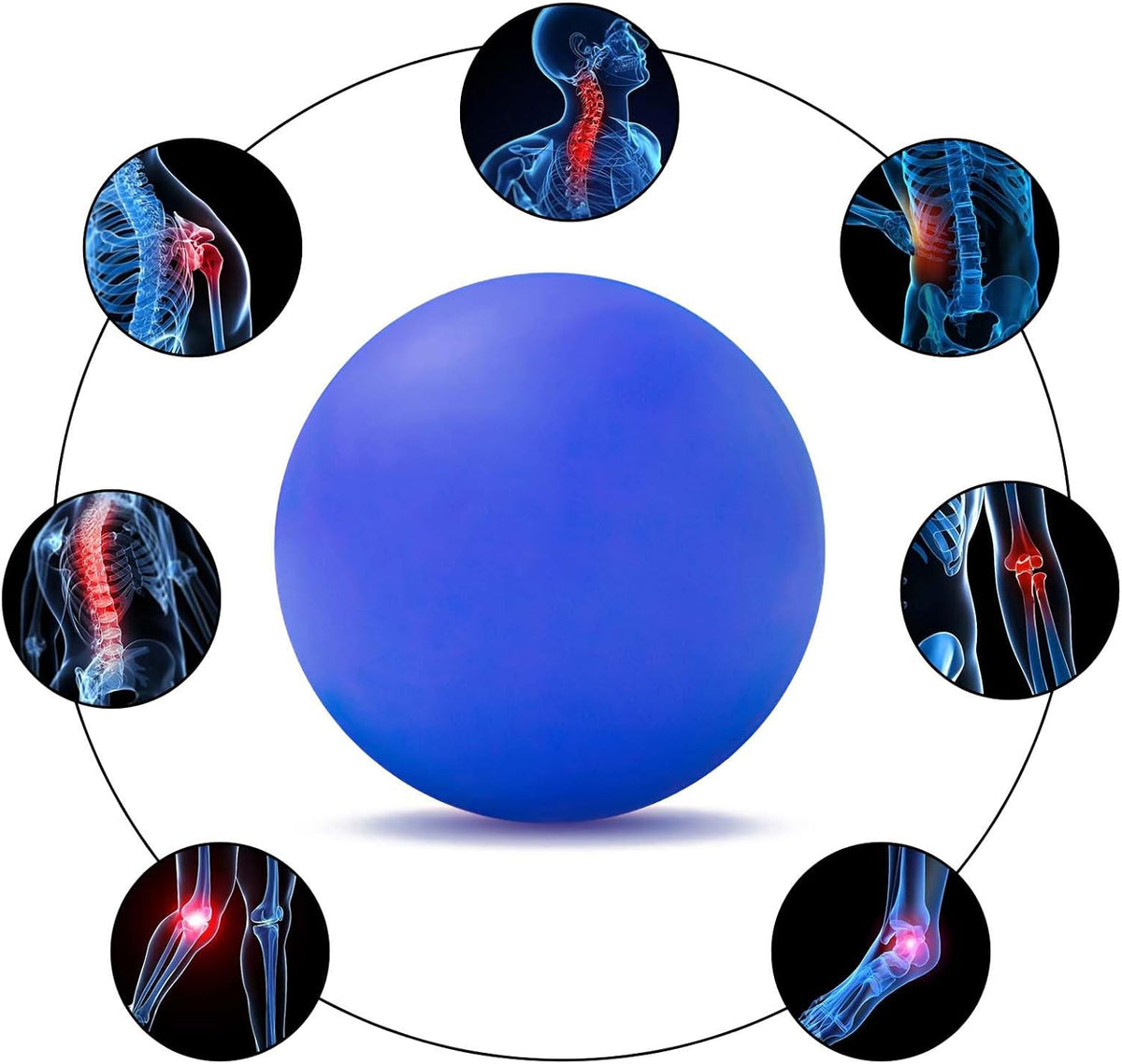 Massage Lacrosse Ball for Sore Muscles, Shoulders, Neck, Back, Foot, Body, Deep Tissue, Trigger Point, Muscle Knots, Yoga and Myofascial Release (Blue)