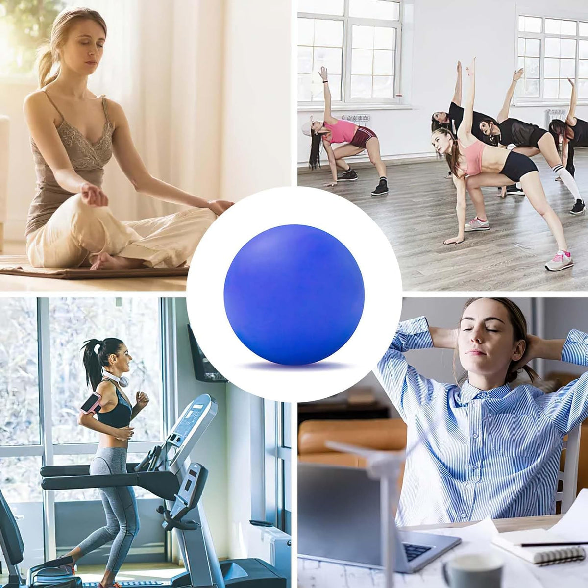 Massage Lacrosse Ball for Sore Muscles, Shoulders, Neck, Back, Foot, Body, Deep Tissue, Trigger Point, Muscle Knots, Yoga and Myofascial Release (Blue)