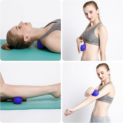 Massage Lacrosse Ball for Sore Muscles, Shoulders, Neck, Back, Foot, Body, Deep Tissue, Trigger Point, Muscle Knots, Yoga and Myofascial Release (Blue)