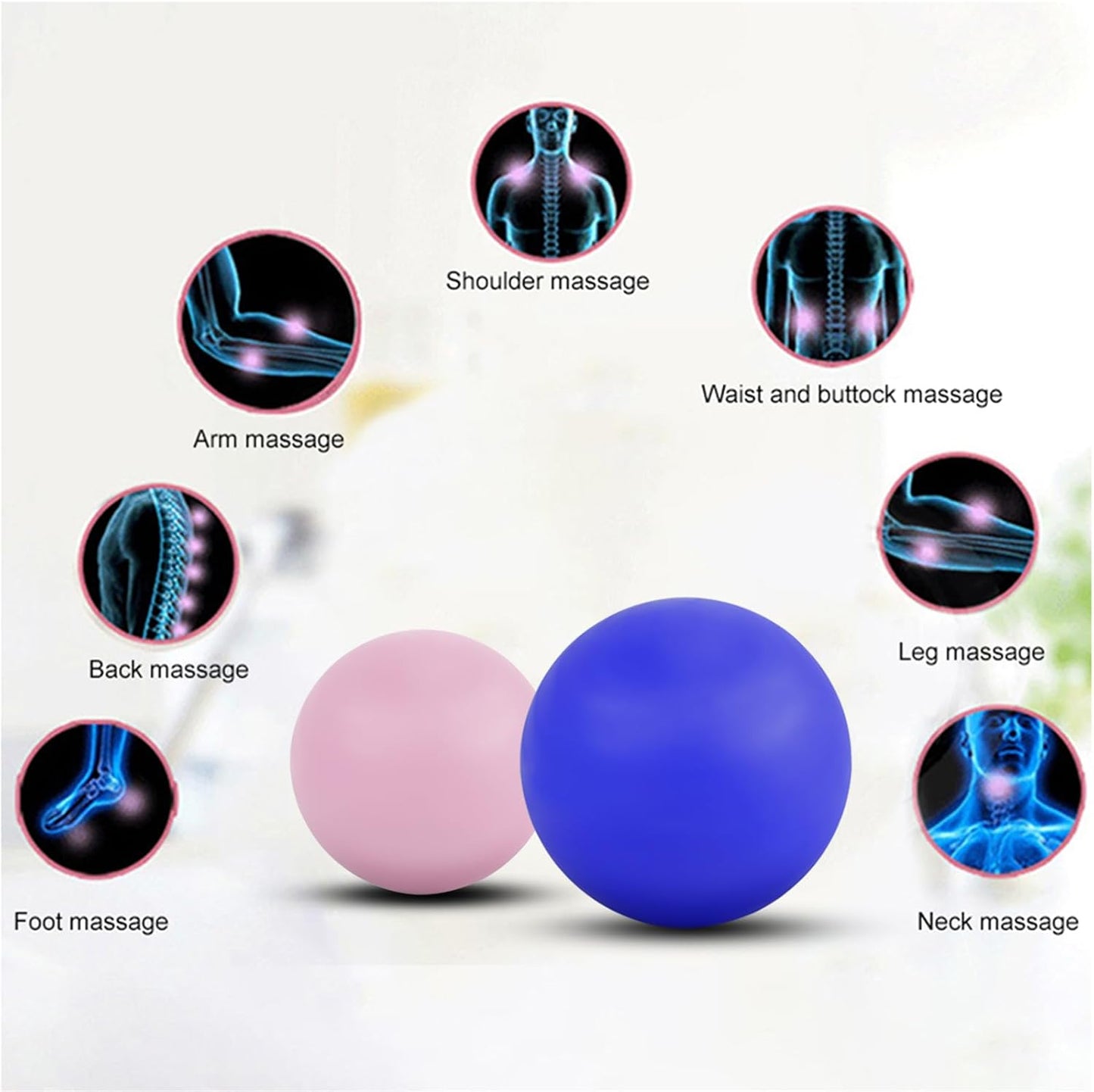 Massage Lacrosse Ball for Sore Muscles, Shoulders, Neck, Back, Foot, Body, Deep Tissue, Trigger Point, Muscle Knots, Yoga and Myofascial Release (Blue)