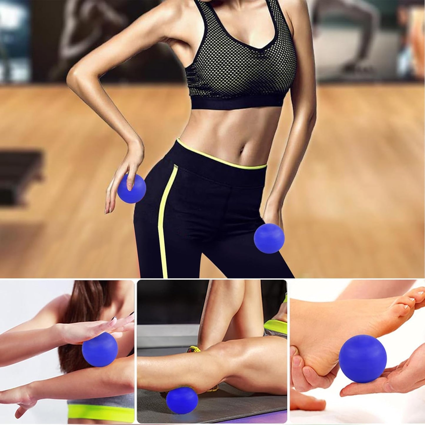 Massage Lacrosse Ball for Sore Muscles, Shoulders, Neck, Back, Foot, Body, Deep Tissue, Trigger Point, Muscle Knots, Yoga and Myofascial Release (Blue)
