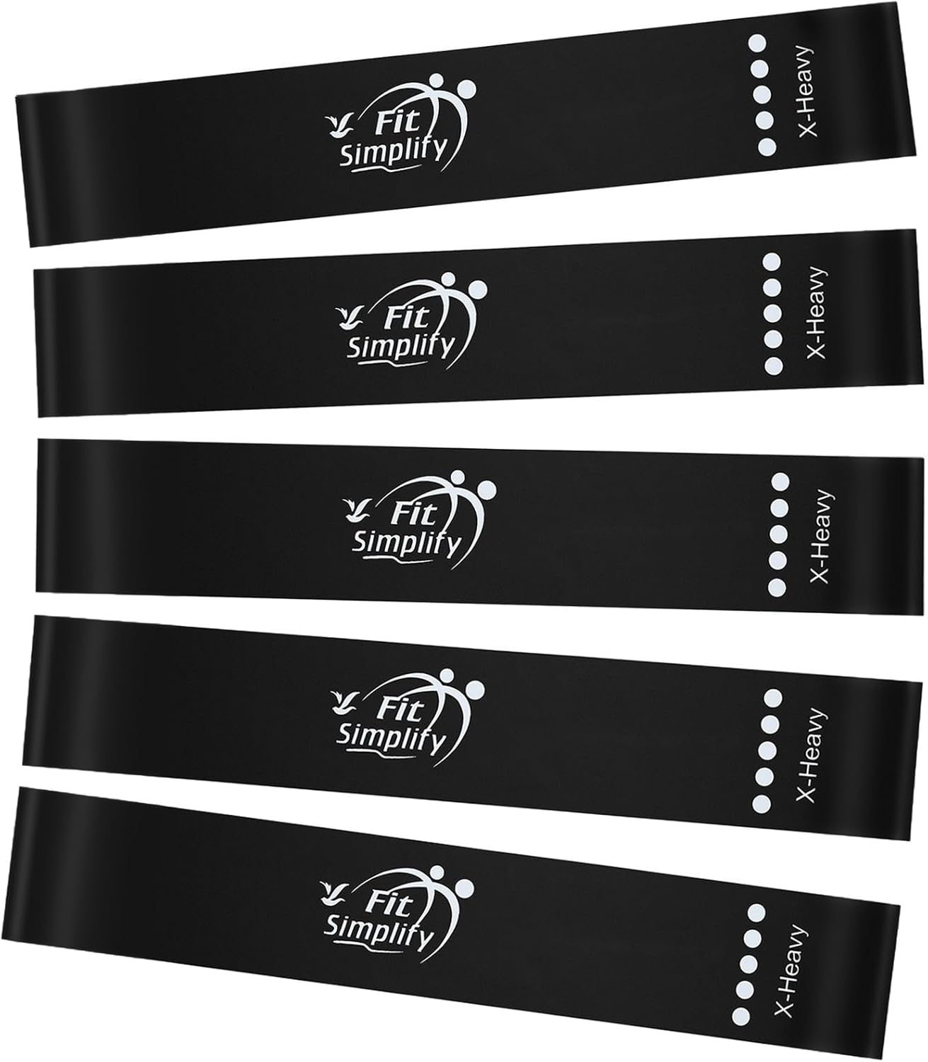 Resistance Loop Exercise Fitness Bands with Instruction Guide and Carry Bag, Set of 5