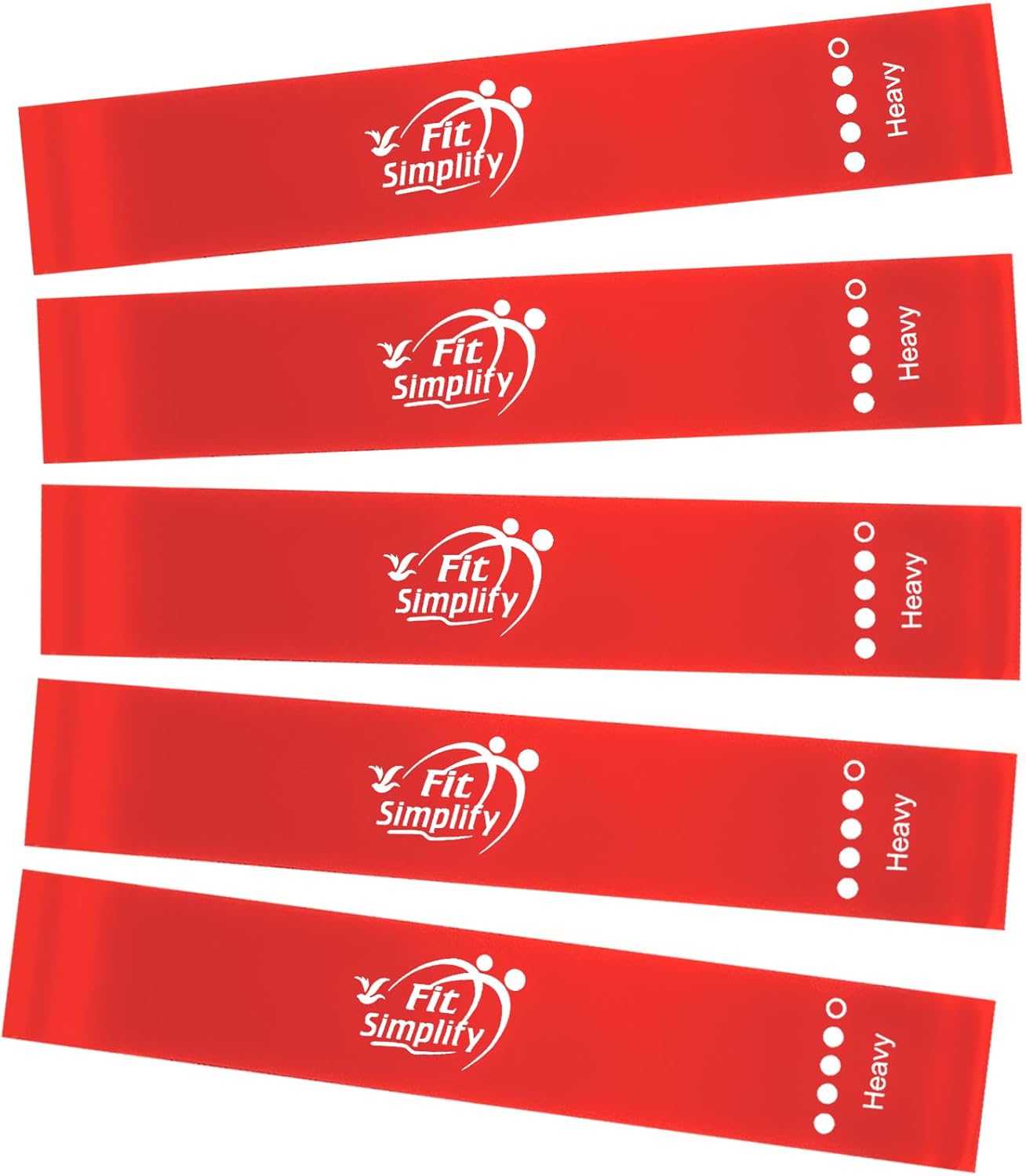 Resistance Loop Exercise Fitness Bands with Instruction Guide and Carry Bag, Set of 5