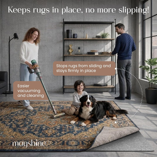 Non Slip Area Rug Gripper 2x3 Feet, Rug Gripper for Hardwood Floors, Laminate, Vinyl, Stone & Tile, Anti Slip Area Rug Pad for Under Rugs