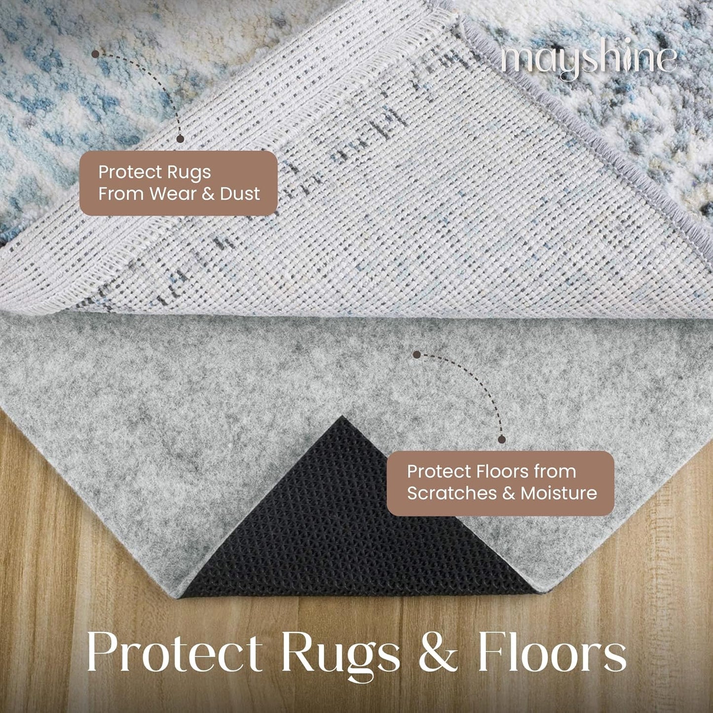 Non Slip Area Rug Gripper 2x3 Feet, Rug Gripper for Hardwood Floors, Laminate, Vinyl, Stone & Tile, Anti Slip Area Rug Pad for Under Rugs