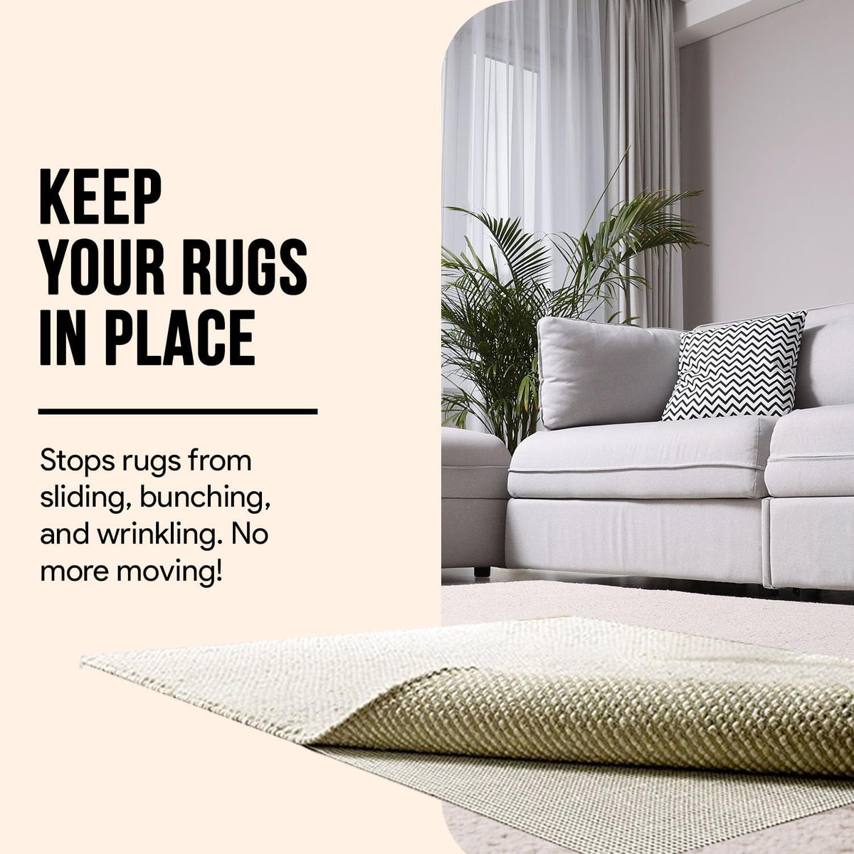 Non Slip Area Rug Gripper 2x3 Feet, Rug Gripper for Hardwood Floors, Laminate, Vinyl, Stone & Tile, Anti Slip Area Rug Pad for Under Rugs