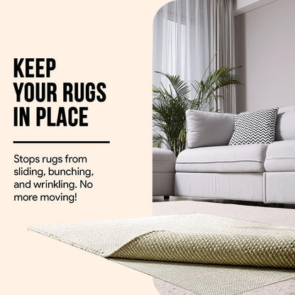 Non Slip Area Rug Gripper 2x3 Feet, Rug Gripper for Hardwood Floors, Laminate, Vinyl, Stone & Tile, Anti Slip Area Rug Pad for Under Rugs