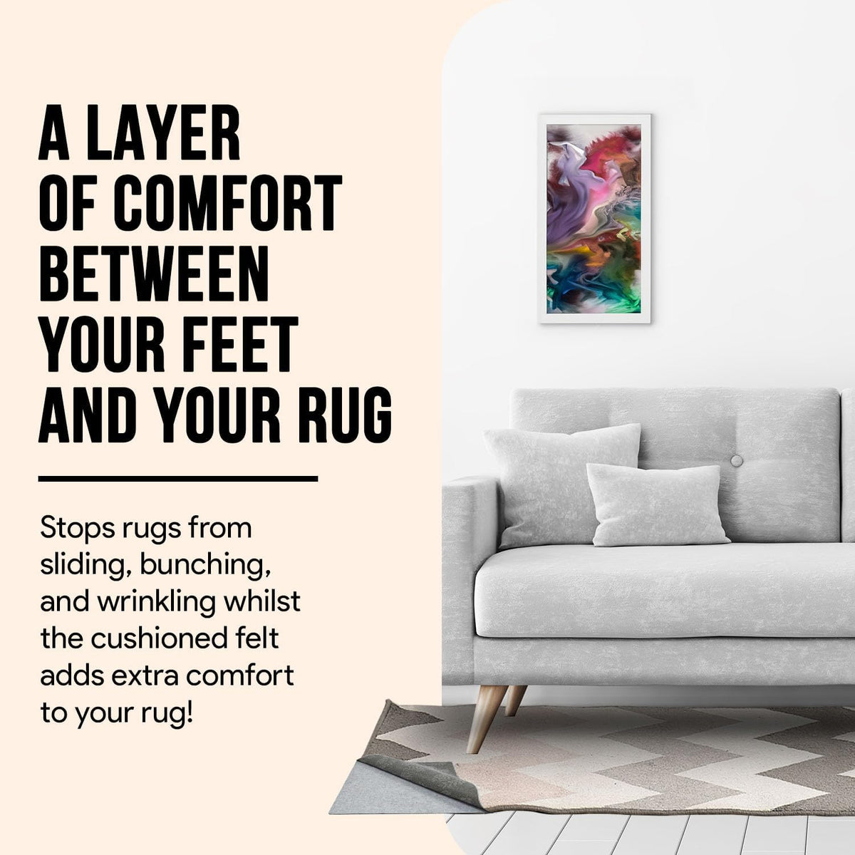 Non Slip Area Rug Gripper 2x3 Feet, Rug Gripper for Hardwood Floors, Laminate, Vinyl, Stone & Tile, Anti Slip Area Rug Pad for Under Rugs