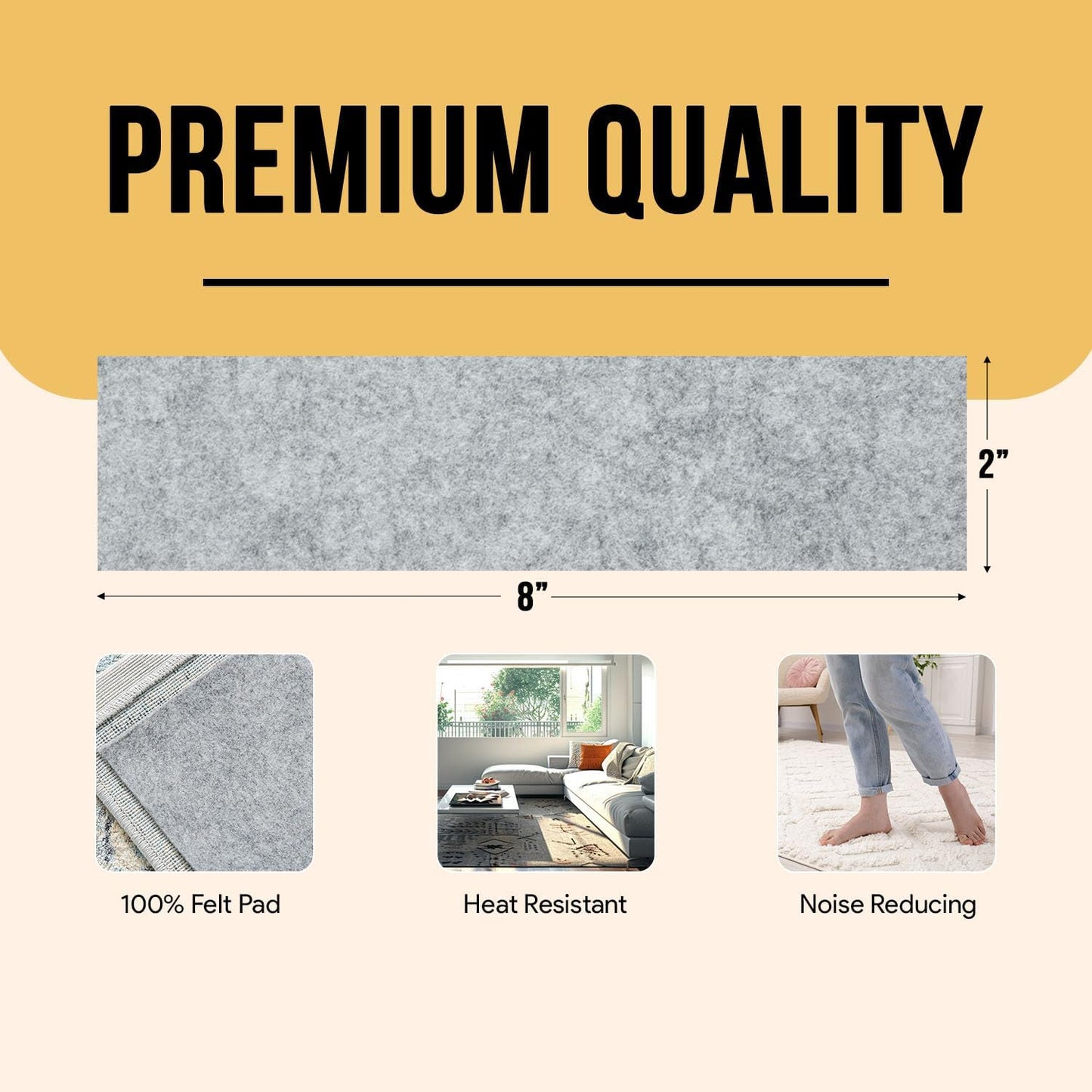 Non Slip Area Rug Gripper 2x3 Feet, Rug Gripper for Hardwood Floors, Laminate, Vinyl, Stone & Tile, Anti Slip Area Rug Pad for Under Rugs