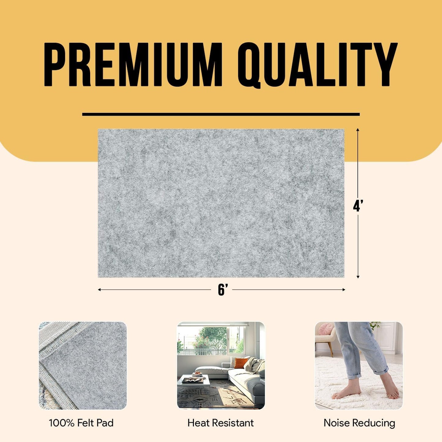 Non Slip Area Rug Gripper 2x3 Feet, Rug Gripper for Hardwood Floors, Laminate, Vinyl, Stone & Tile, Anti Slip Area Rug Pad for Under Rugs