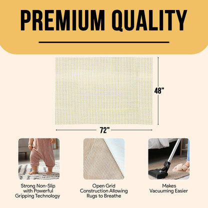 Non Slip Area Rug Gripper 2x3 Feet, Rug Gripper for Hardwood Floors, Laminate, Vinyl, Stone & Tile, Anti Slip Area Rug Pad for Under Rugs
