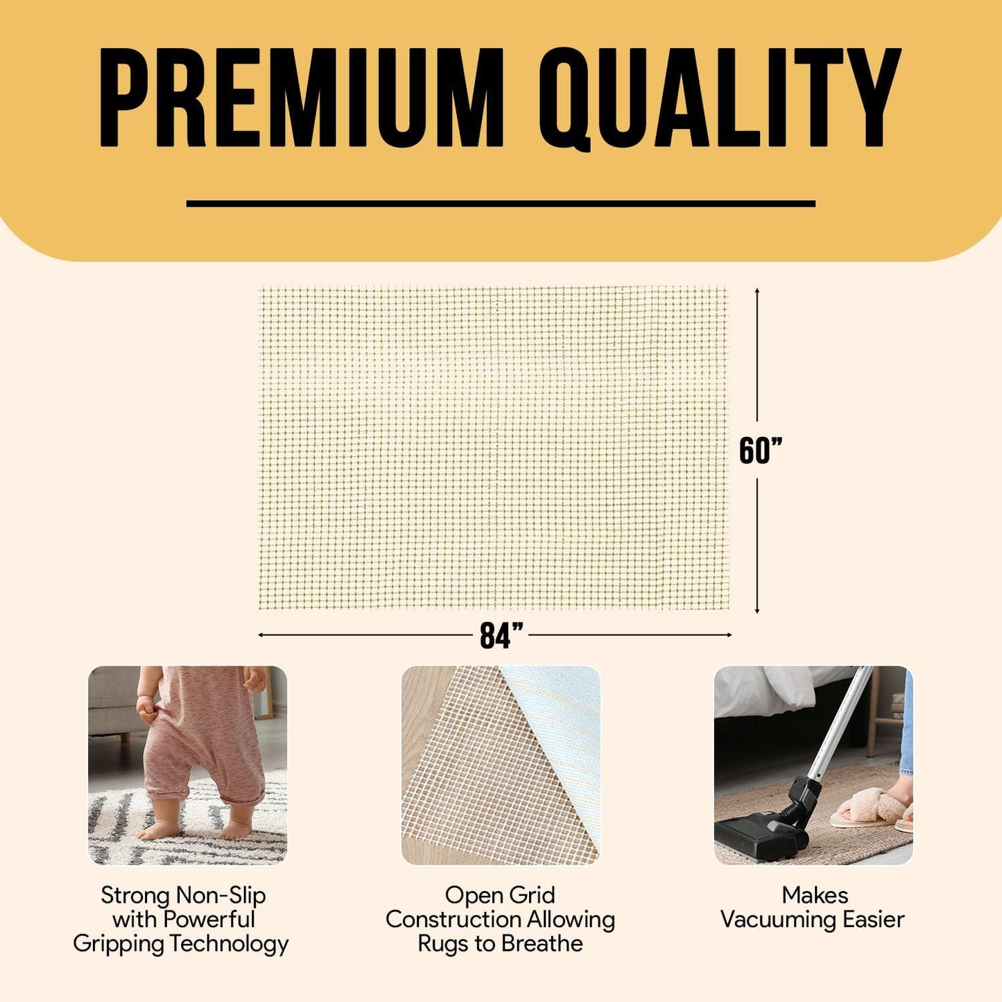 Non Slip Area Rug Gripper 2x3 Feet, Rug Gripper for Hardwood Floors, Laminate, Vinyl, Stone & Tile, Anti Slip Area Rug Pad for Under Rugs