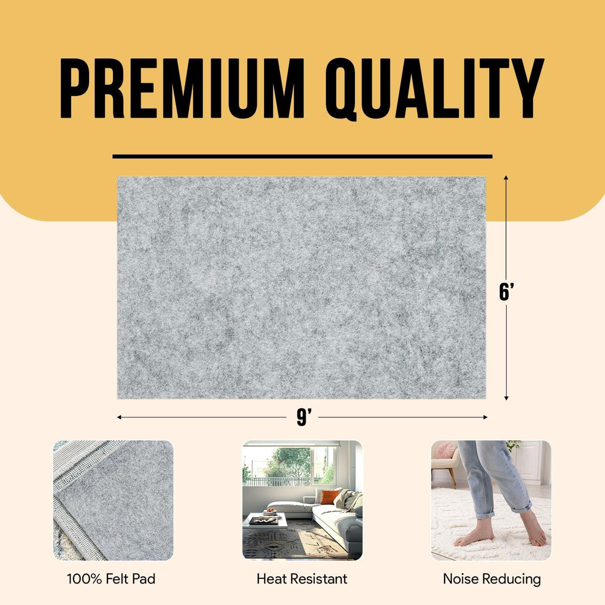 Non Slip Area Rug Gripper 2x3 Feet, Rug Gripper for Hardwood Floors, Laminate, Vinyl, Stone & Tile, Anti Slip Area Rug Pad for Under Rugs
