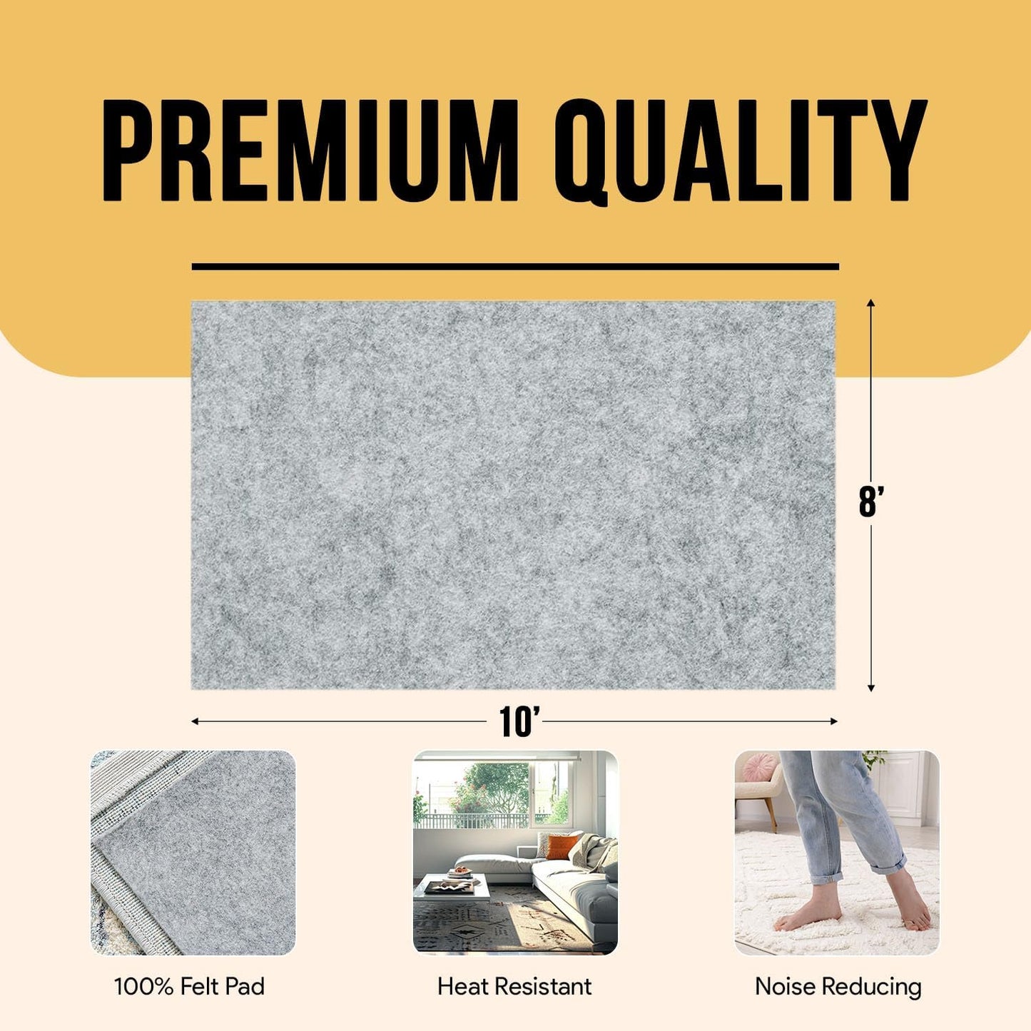 Non Slip Area Rug Gripper 2x3 Feet, Rug Gripper for Hardwood Floors, Laminate, Vinyl, Stone & Tile, Anti Slip Area Rug Pad for Under Rugs