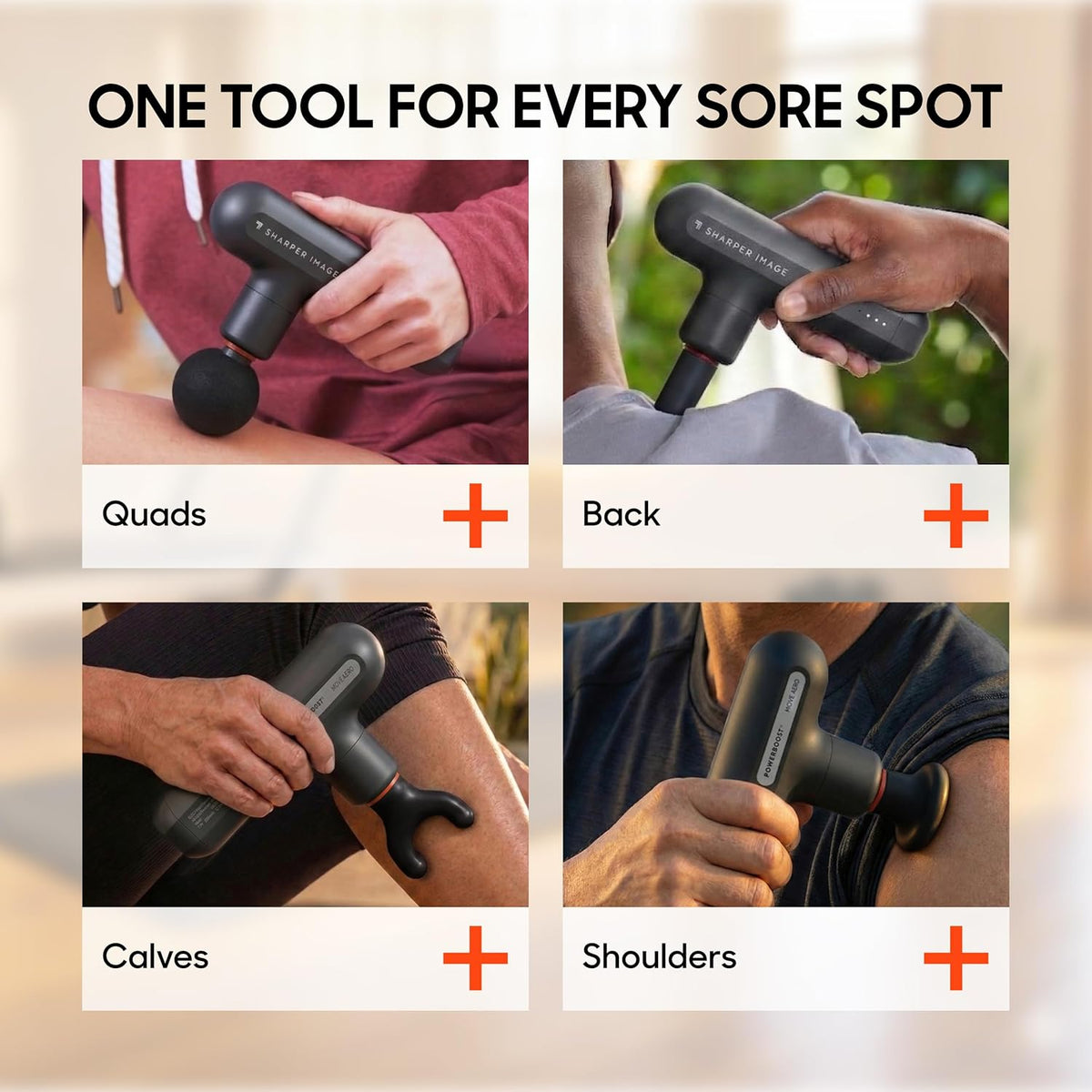 Deep Tissue Percussion Massage Gun, Powerboost Move Evo Hot & Cold Rechargeable Handheld Massager, 4 Adjustable Speeds, 5 Attachment Heads & Carrying Case, for Muscle Pain Relief, Blue