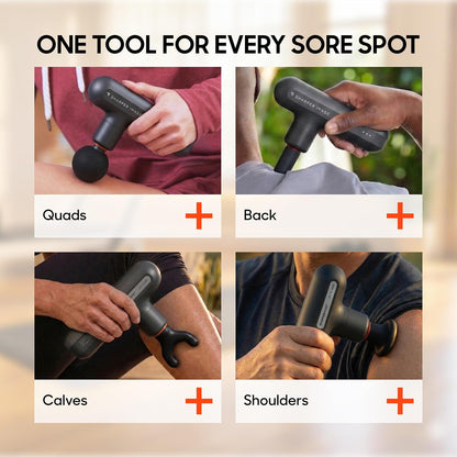 Deep Tissue Percussion Massage Gun, Powerboost Move Evo Hot & Cold Rechargeable Handheld Massager, 4 Adjustable Speeds, 5 Attachment Heads & Carrying Case, for Muscle Pain Relief, Blue